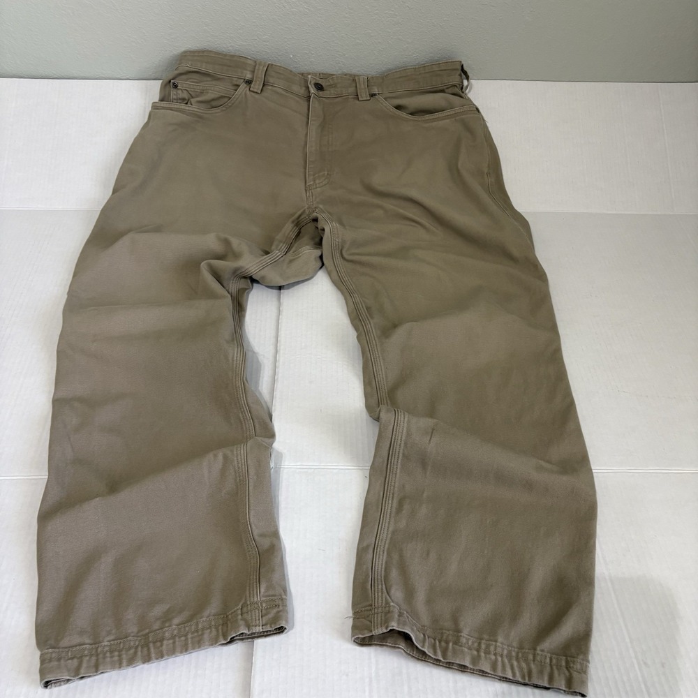 Duluth Trading Co Flex Fire Hose Pants Mens 36x30 Tan Khaki Workwear Utility